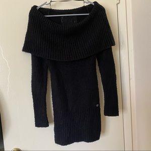 Guess Jeans black wool off shoulder sweater tunic dress XS